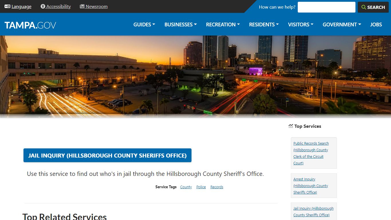 Jail Inquiry (Hillsborough County Sheriffs Office) | City of Tampa