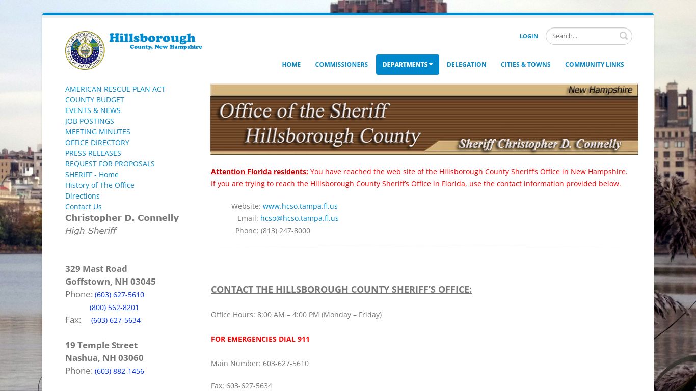 Contact Us - Sheriff - Hillsborough County